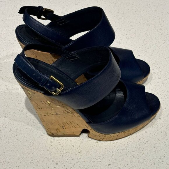 Yves Saint Laurent Womens Deauville Cork Heel Wedge Sandals Black Size 39 - Picture 4 of 12